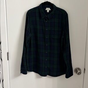 L.L. Bean Scotch Plaid Flannel Shirt, Slightly Fitted Style, Black Watch